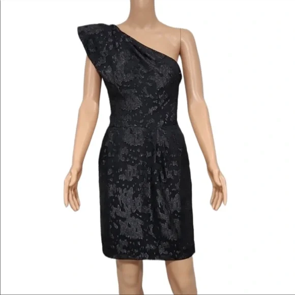 open lace back dress Brooklynn One-Shoulder Accordion Pleat Dress Black L main image 0